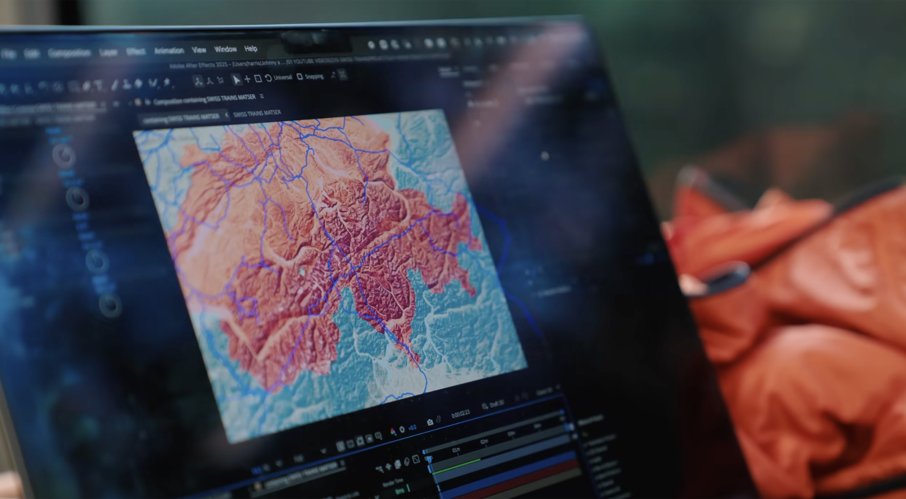 Switzerland relief map composited in After Effects